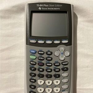 Texas instrument Ti 84 Graphing Calculator with White and Gray Design Works